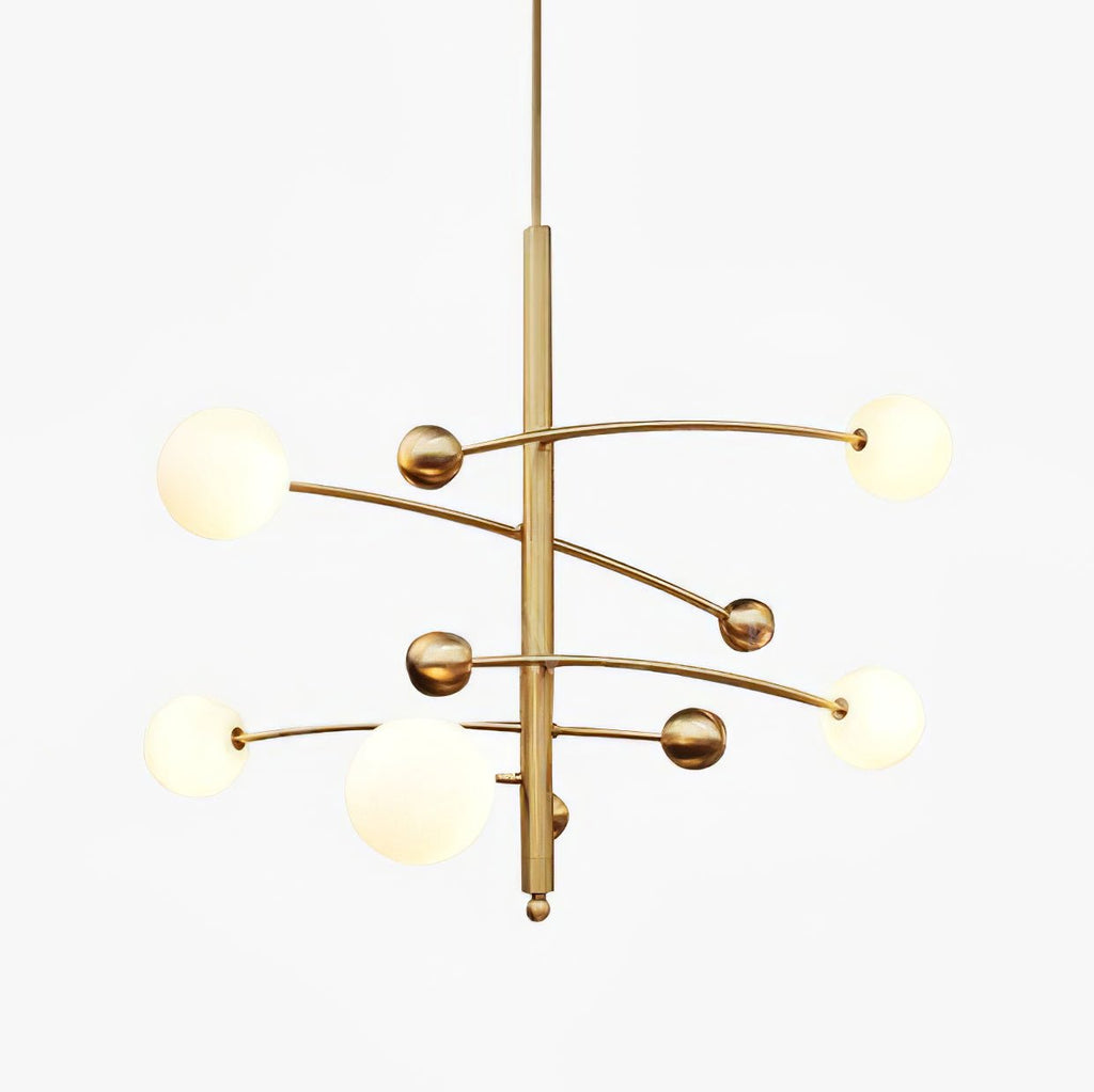 Lustra Chandelier en Laiton avec Poutre Verticale et Globe - Neutralighting