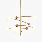 Lustra Chandelier en Laiton avec Poutre Verticale et Globe - Neutralighting