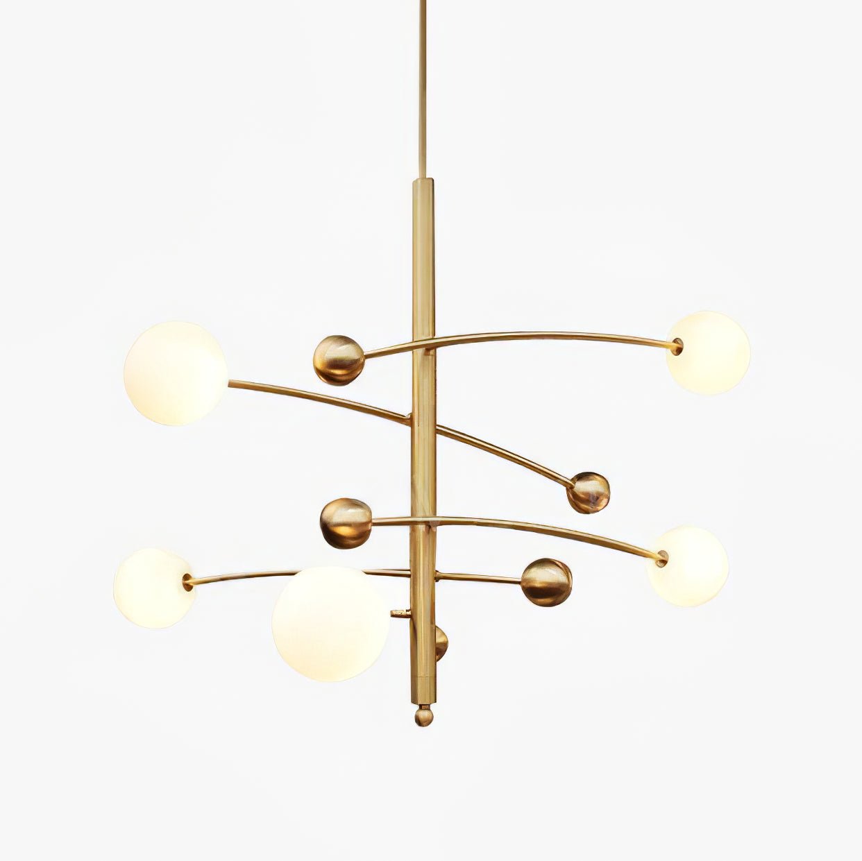 Lustra Chandelier en Laiton avec Poutre Verticale et Globe - Neutralighting