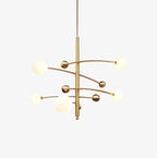 Lustra Chandelier en Laiton avec Poutre Verticale et Globe - Neutralighting