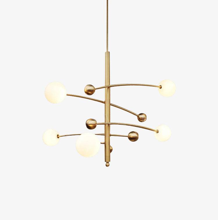 Lustra Chandelier en Laiton avec Poutre Verticale et Globe - Neutralighting