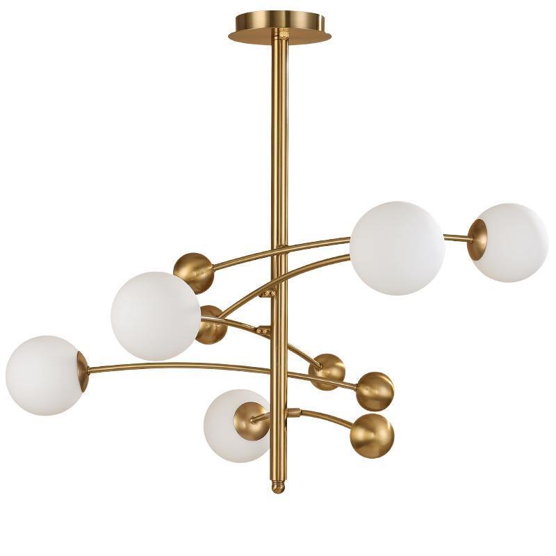 Lustra Chandelier en Laiton avec Poutre Verticale et Globe - Neutralighting