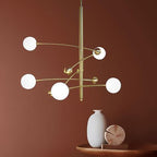 Lustra Chandelier en Laiton avec Poutre Verticale et Globe - Neutralighting