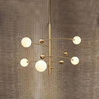 Lustra Chandelier en Laiton avec Poutre Verticale et Globe - Neutralighting