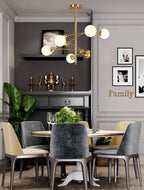 Lustra Chandelier en Laiton avec Poutre Verticale et Globe - Neutralighting