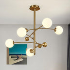 Lustra Chandelier en Laiton avec Poutre Verticale et Globe - Neutralighting