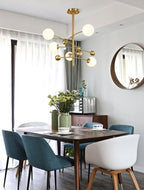 Lustra Chandelier en Laiton avec Poutre Verticale et Globe - Neutralighting