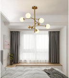 Lustra Chandelier en Laiton avec Poutre Verticale et Globe - Neutralighting