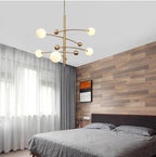 Lustra Chandelier en Laiton avec Poutre Verticale et Globe - Neutralighting