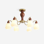 Magiro Lustre Verre Dépoli Bras en Bois - Neutralighting