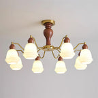 Magiro Lustre Verre Dépoli Bras en Bois - Neutralighting
