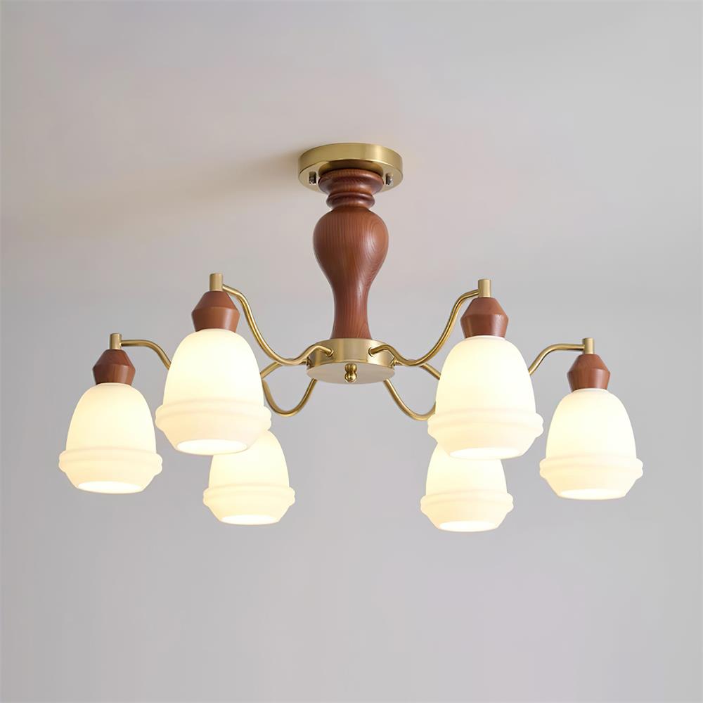 Magiro Lustre Verre Dépoli Bras en Bois - Neutralighting