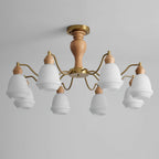 Magiro Lustre Verre Dépoli Bras en Bois - Neutralighting