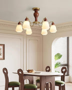 Magiro Lustre Verre Dépoli Bras en Bois - Neutralighting