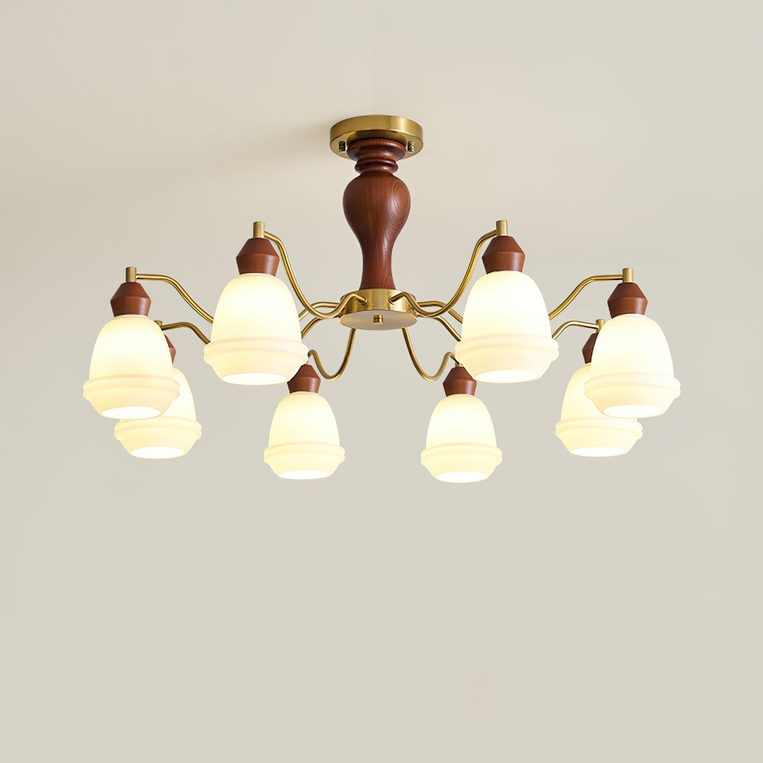 Magiro Lustre Verre Dépoli Bras en Bois - Neutralighting