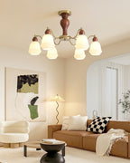 Magiro Lustre Verre Dépoli Bras en Bois - Neutralighting