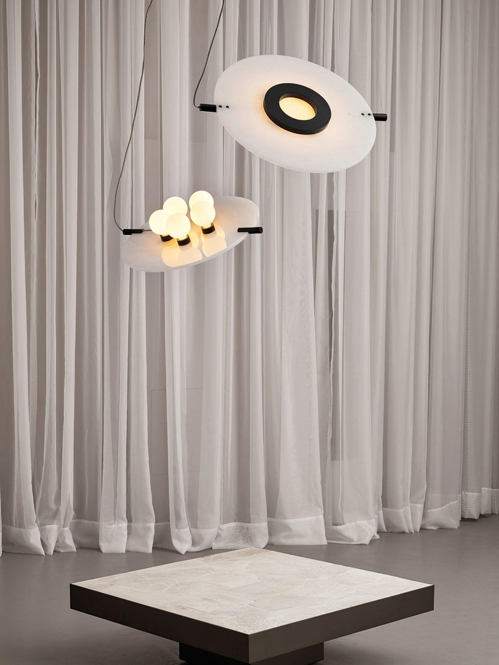 Imirila Disque Forme Verre Pendentif Lumière - Neutralighting