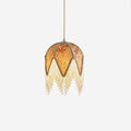 Magnolia Suspension Lampe Pompon Tissu Floral Bambou Franges - Neutralighting