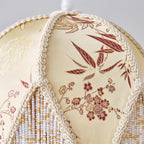 Magnolia Suspension Lampe Pompon Tissu Floral Bambou Franges - Neutralighting