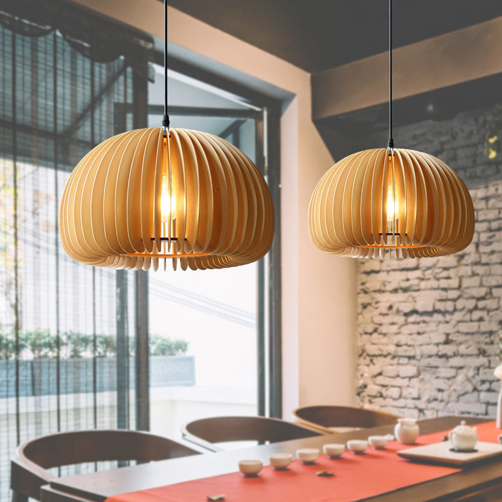 Muto Suspension Citrouille Rustique, Bois/Metal, Bois, Salon - Neutralighting