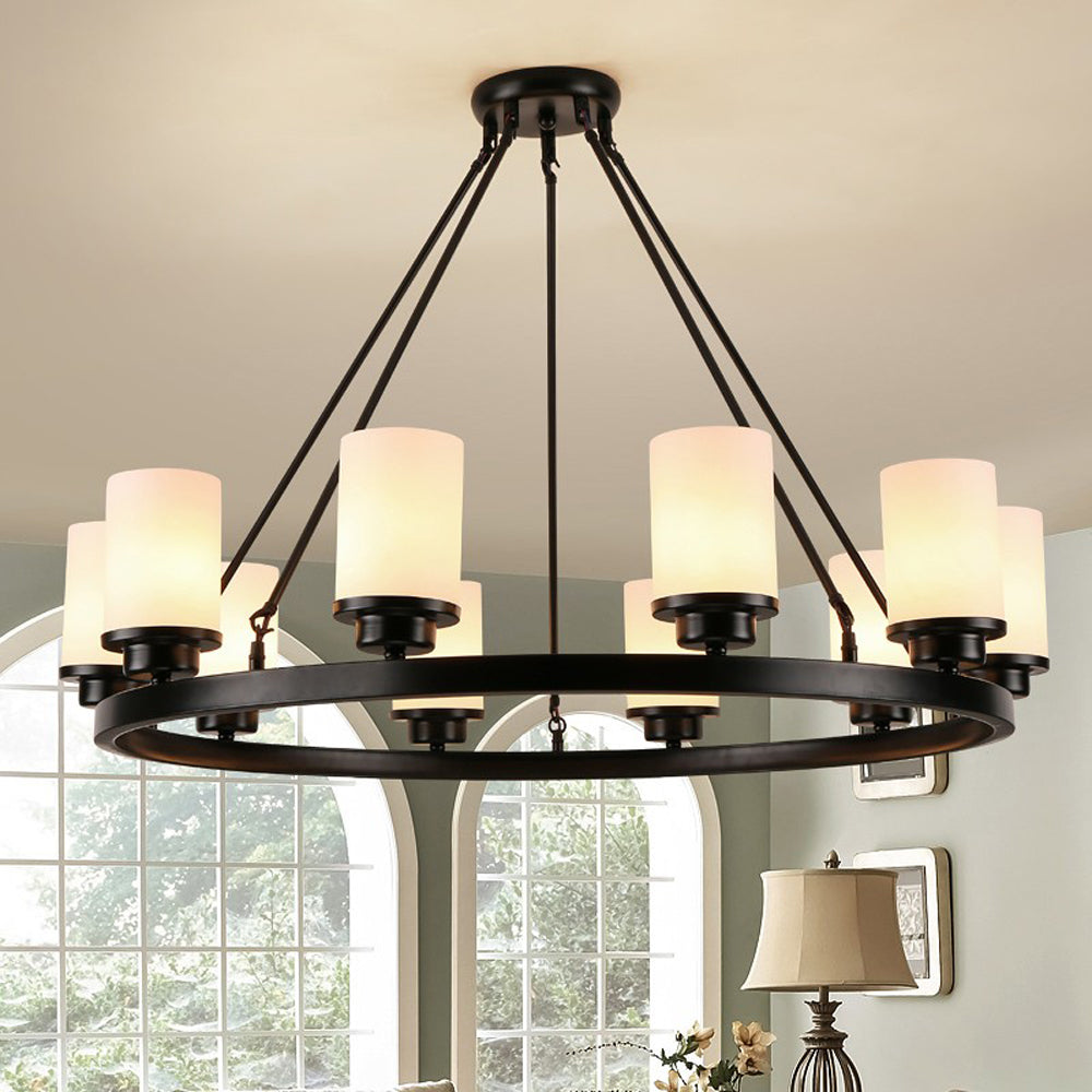 Silva Suspension Bague Rétro, Métal/Verre, Blanc/Noir, Salle à Manger/Salle de Séjour - Neutralighting