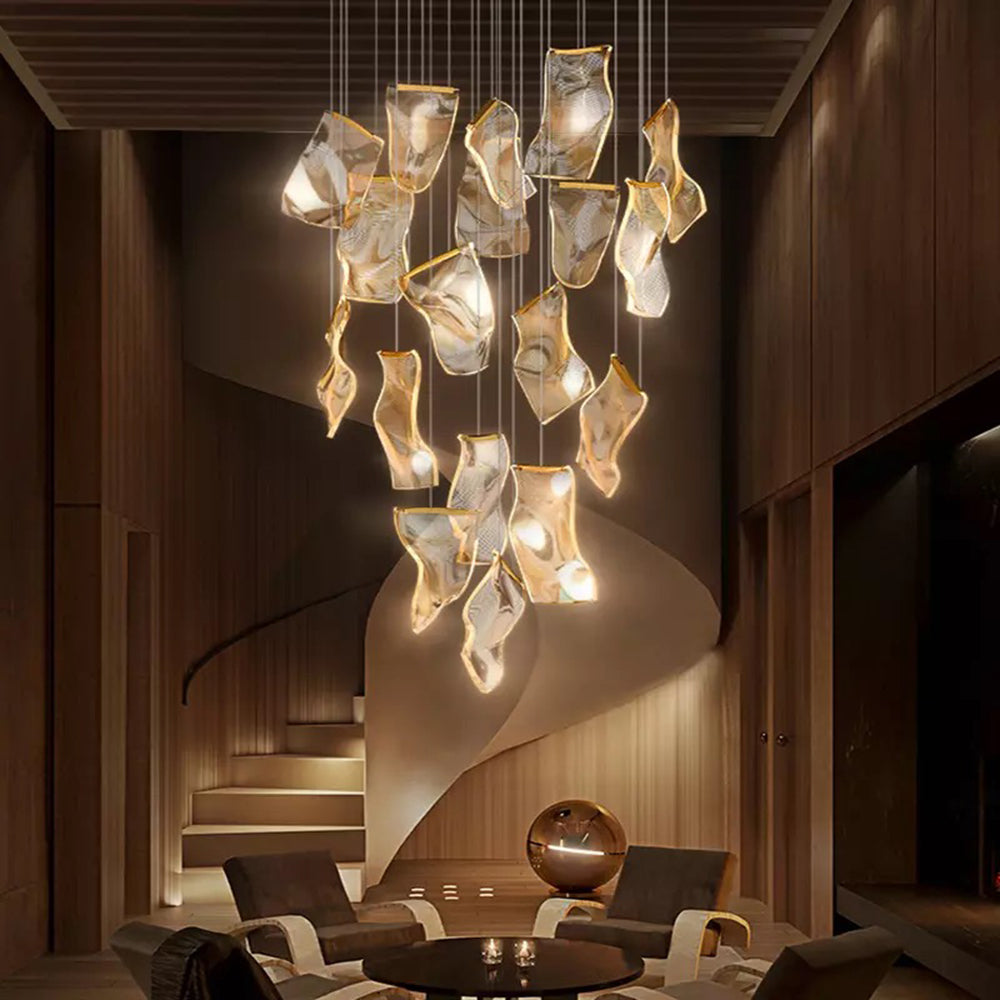 Kristy Suspension Carrée Contemporaine Métal/Acrylique Doré Salon/Escalier - Neutralighting