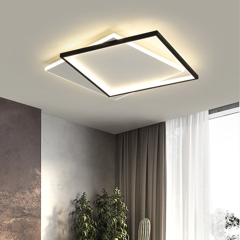 Arisha Plafonnier Carré/Rond Moderne, Métal/Acrylique, Blanc/Noir, Salon - Neutralighting