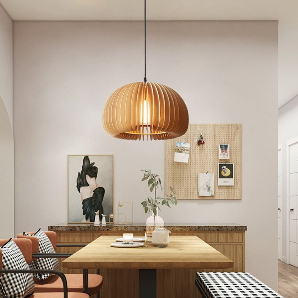 Muto Suspension Citrouille Rustique, Bois/Metal, Bois, Salon - Neutralighting