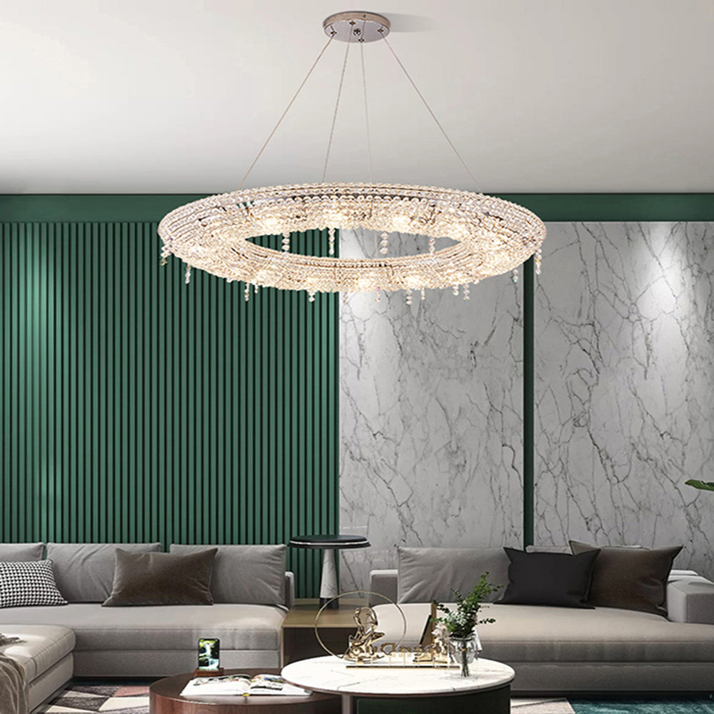 Kristy Suspension Anneau Nordique, Métal/Cristal, Doré, Chambre à Coucher/Salon - Neutralighting