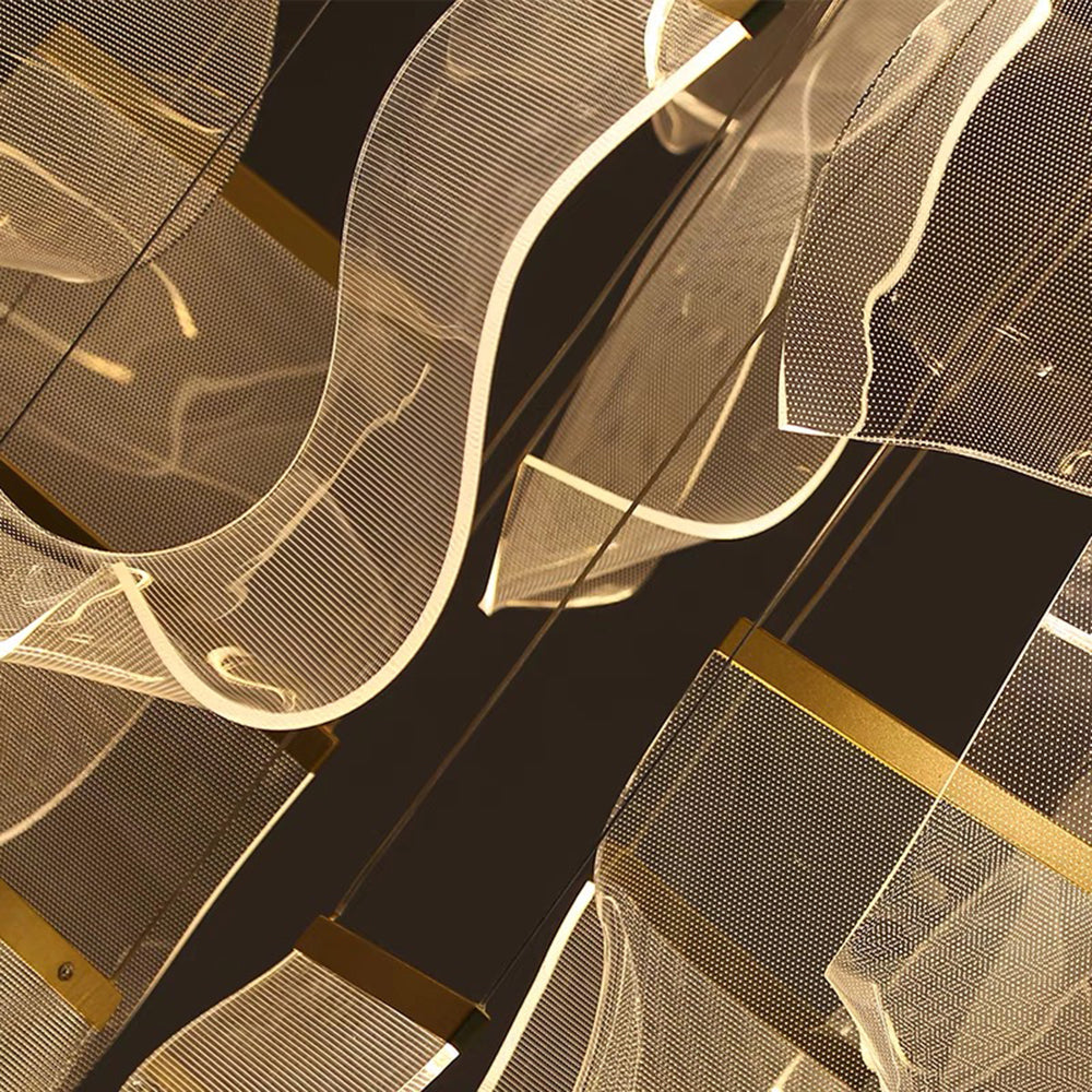 Kristy Suspension Carrée Contemporaine Métal/Acrylique Doré Salon/Escalier - Neutralighting
