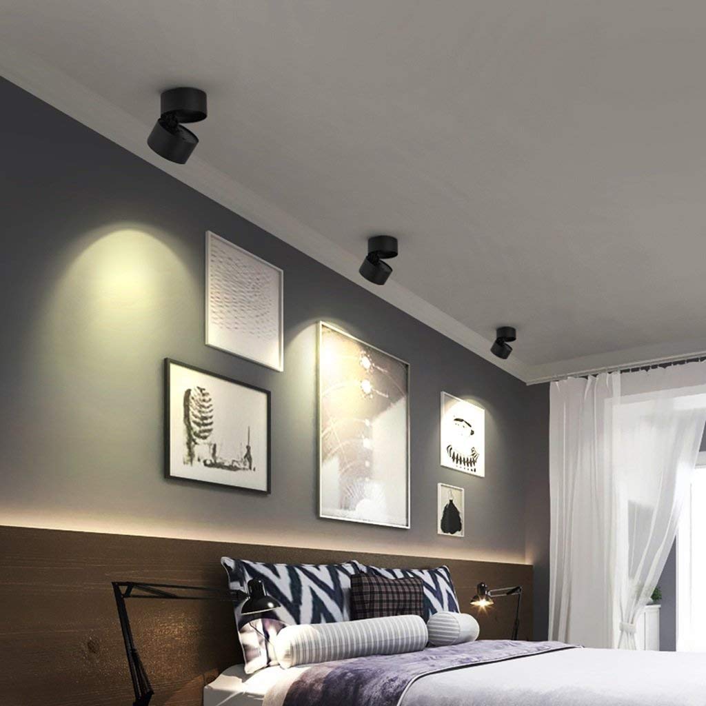 Arisha Plafonnier Rond Moderne, Métal, Blanc/Noir, Chambre - Neutralighting
