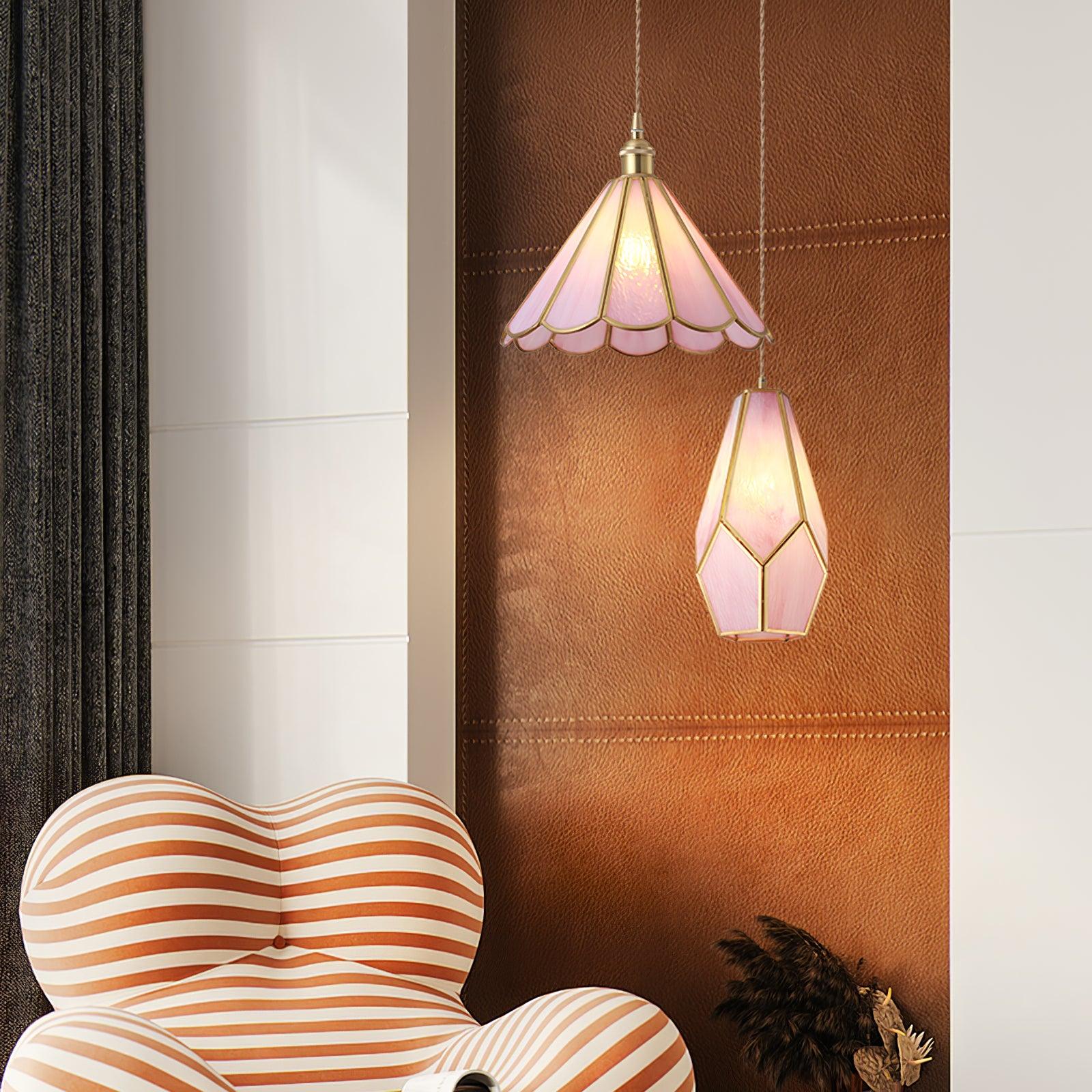 Lione Suspension en vitrail rose - Neutralighting