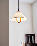 Makoto Suspension Lampe Tissu Cone Bois Réglable - Neutralighting