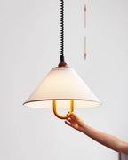 Makoto Suspension Lampe Tissu Cone Bois Réglable - Neutralighting