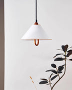 Makoto Suspension Lampe Tissu Cone Bois Réglable - Neutralighting