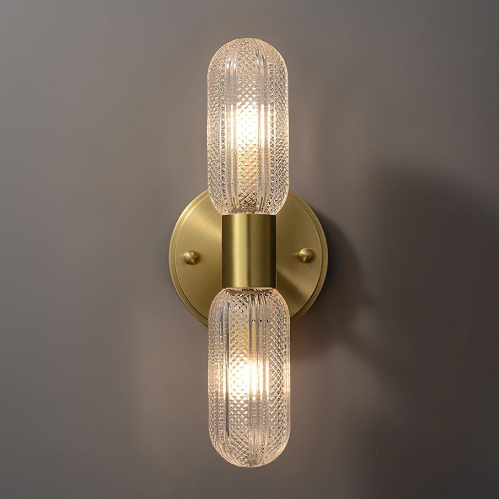 Evania Applique murale double en laiton et verre texturé - Neutralighting