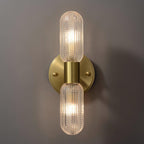 Evania Applique murale double en laiton et verre texturé - Neutralighting