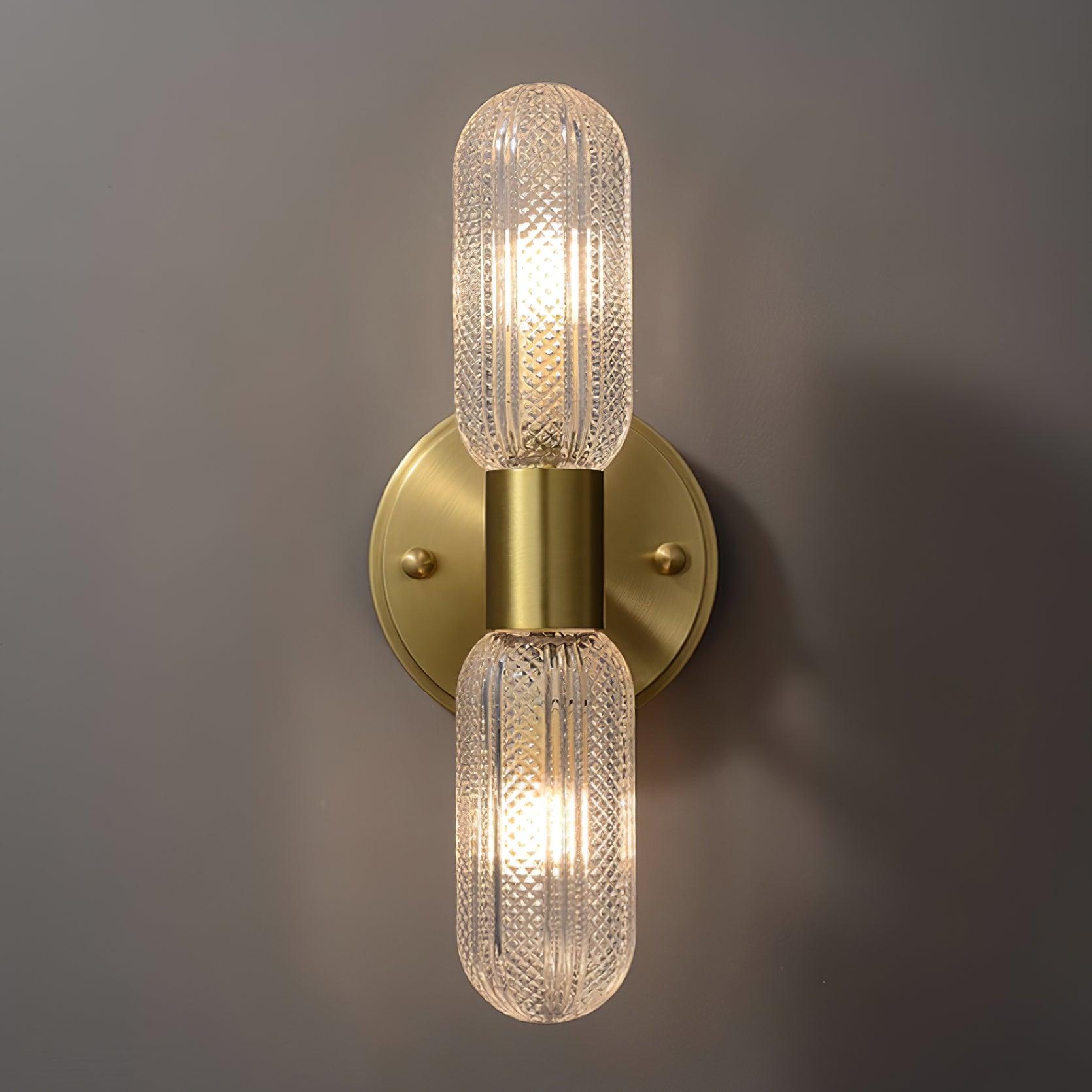 Evania Applique murale double en laiton et verre texturé - Neutralighting