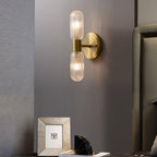 Evania Applique murale double en laiton et verre texturé - Neutralighting