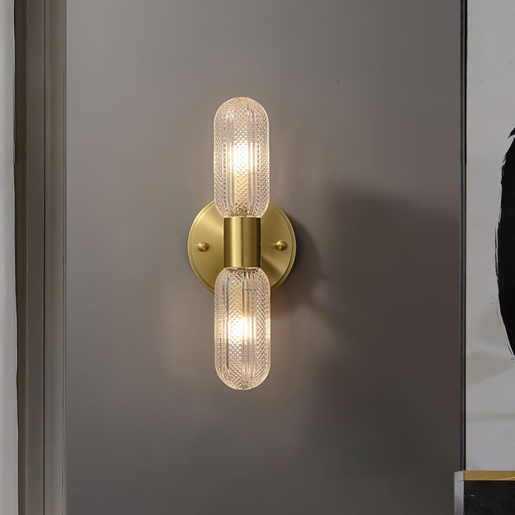 Evania Applique murale double en laiton et verre texturé - Neutralighting