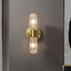 Evania Applique murale double en laiton et verre texturé - Neutralighting