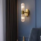 Evania Applique murale double en laiton et verre texturé - Neutralighting