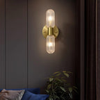 Evania Applique murale double en laiton et verre texturé - Neutralighting