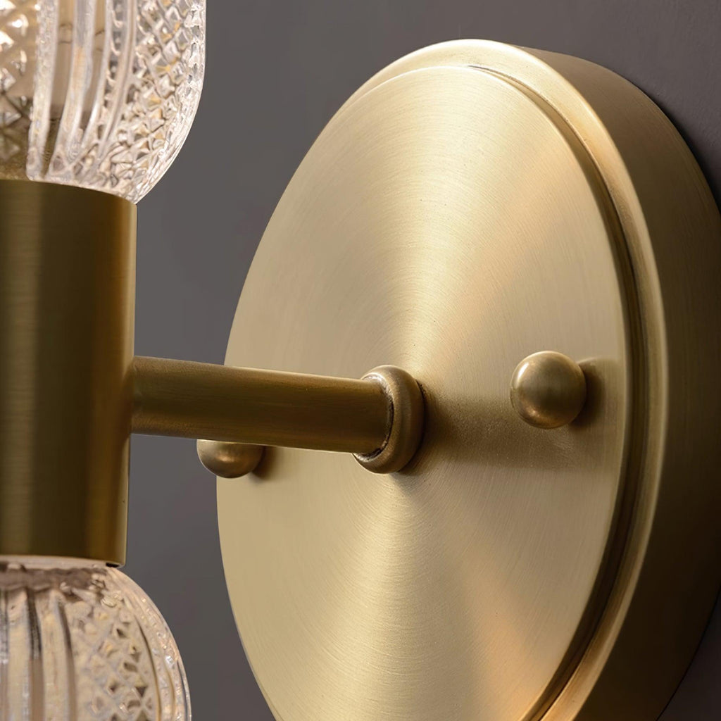 Evania Applique murale double en laiton et verre texturé - Neutralighting