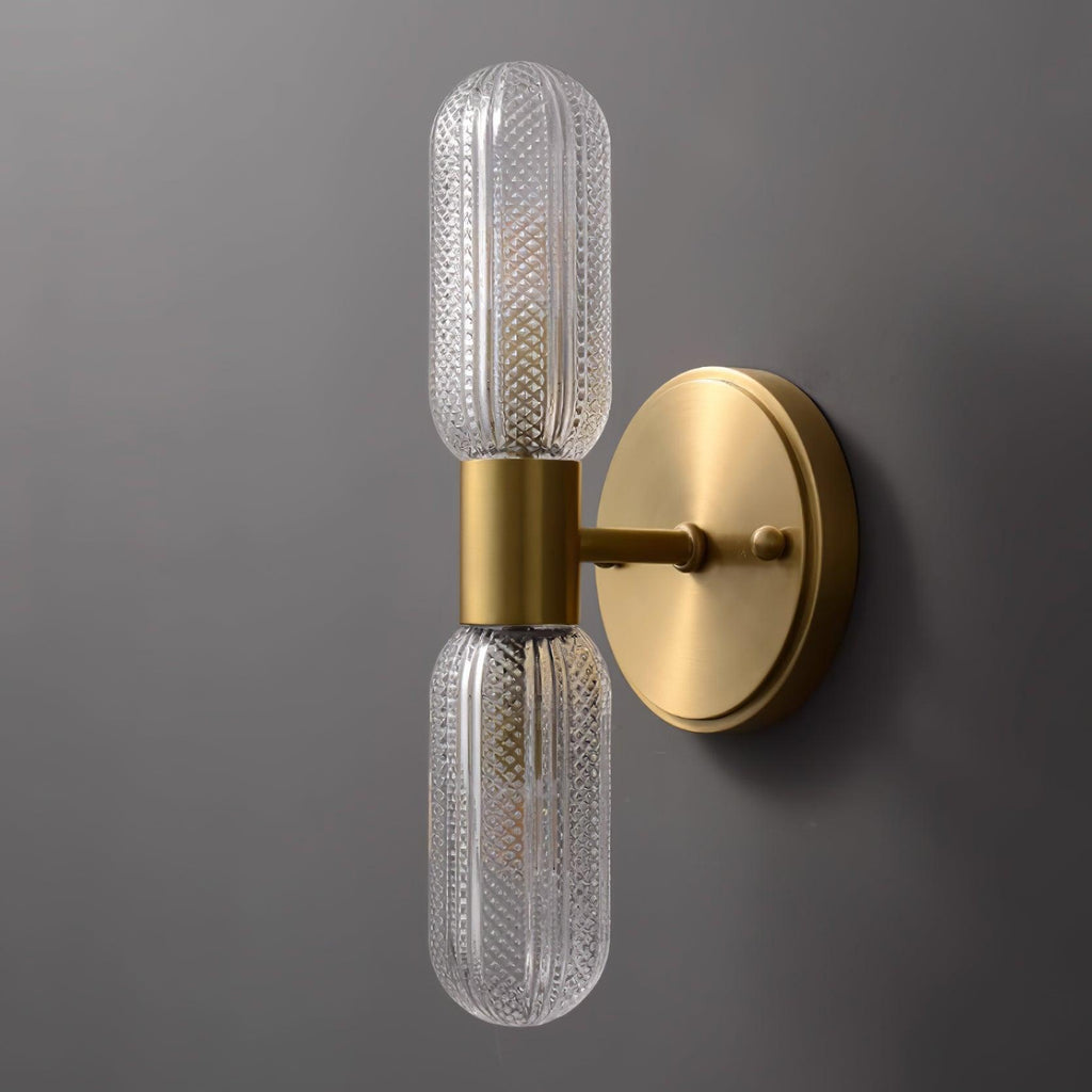 Evania Applique murale double en laiton et verre texturé - Neutralighting