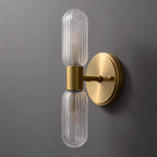 Evania Applique murale double en laiton et verre texturé - Neutralighting