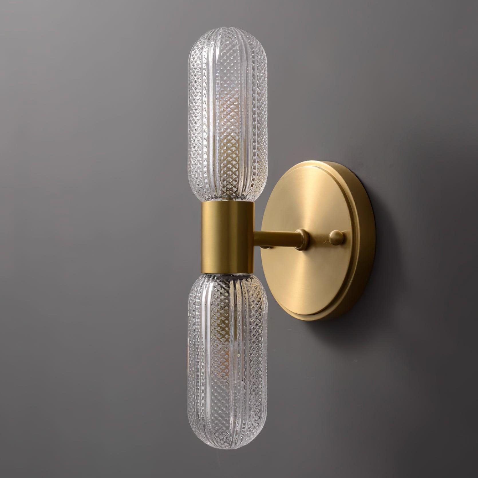 Evania Applique murale double en laiton et verre texturé - Neutralighting