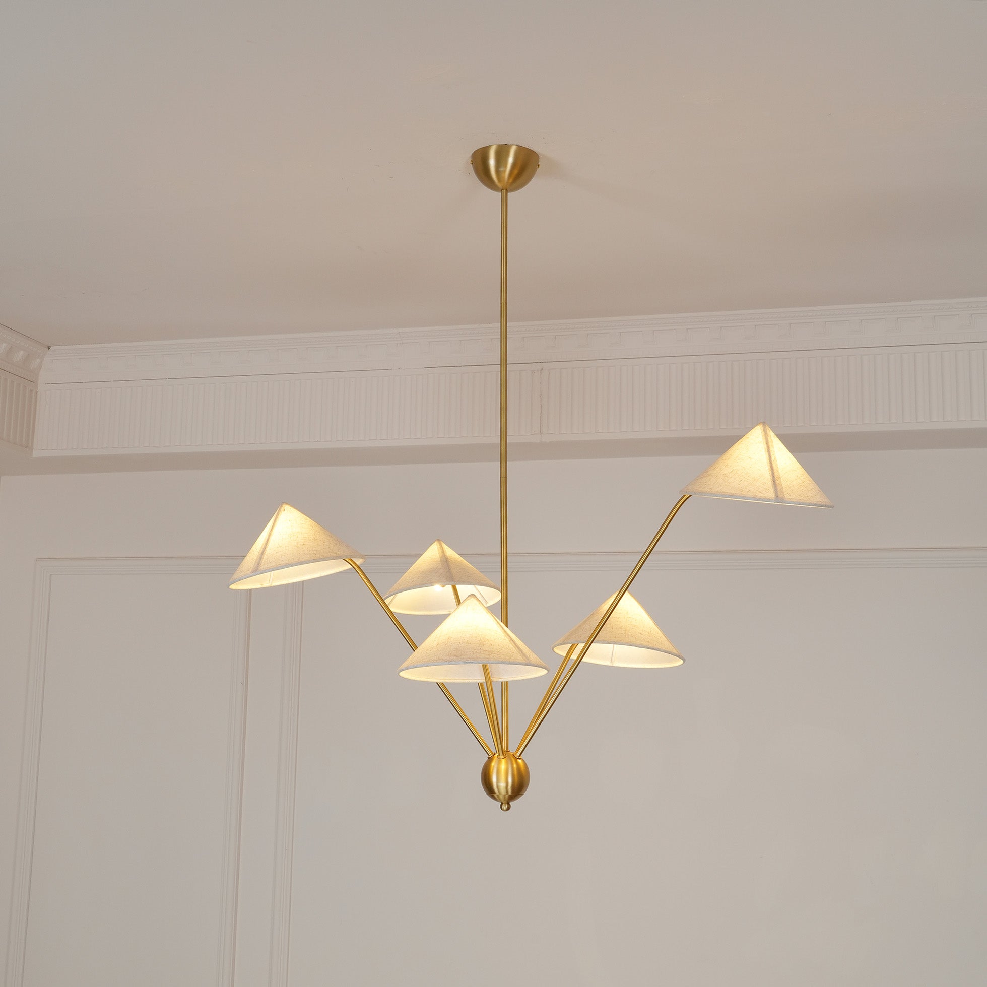 Lustra Chandelier Laiton Courbé Beige - Neutralighting