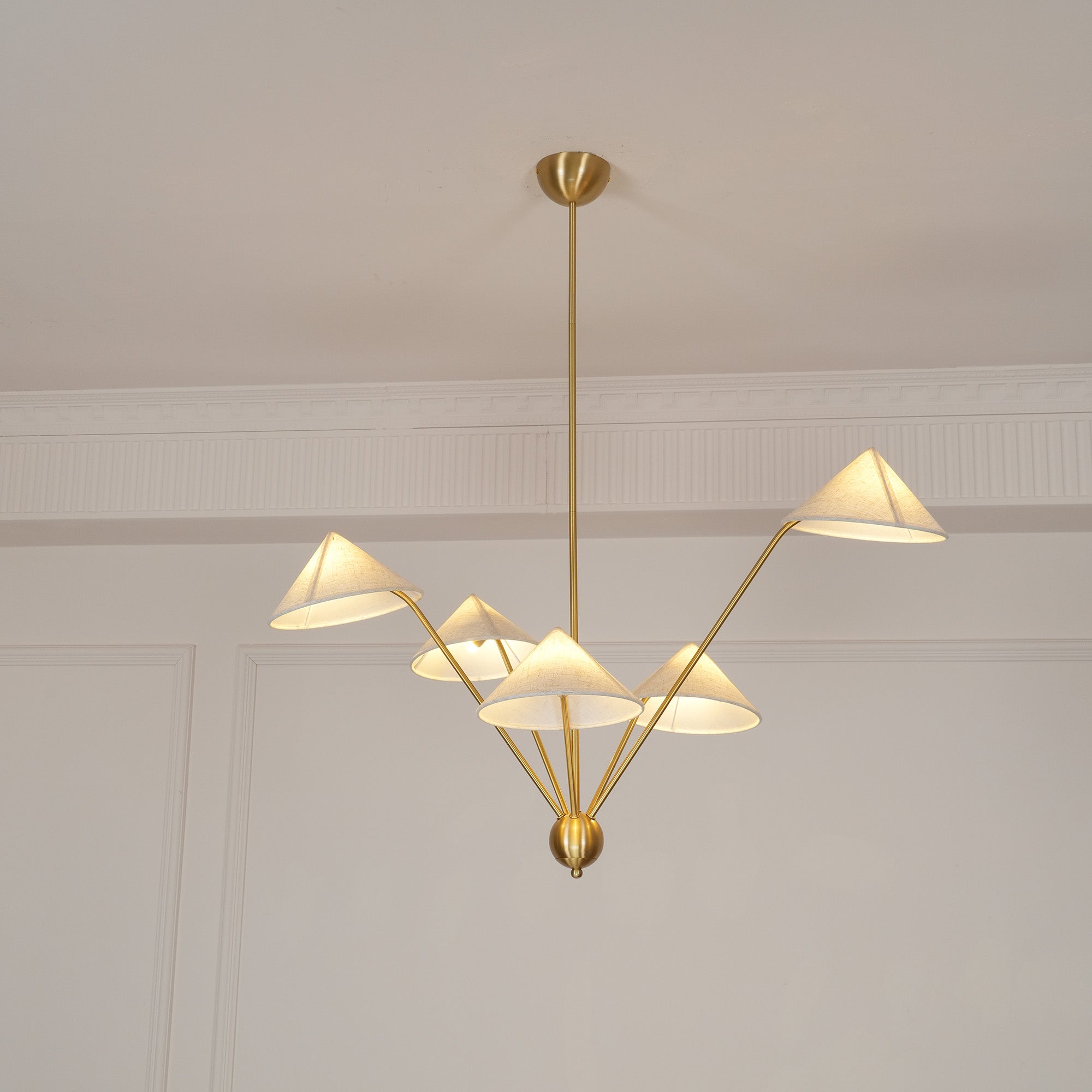 Lustra Chandelier Laiton Courbé Beige - Neutralighting