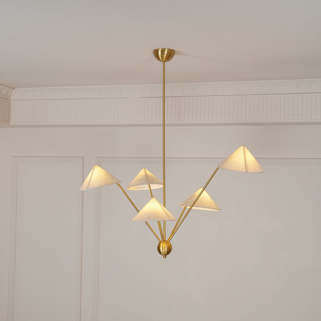 Lustra Chandelier Laiton Courbé Beige - Neutralighting